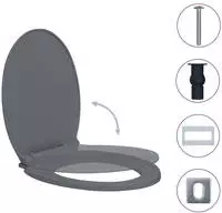 vidaXL Toilettensitz mit Absenkautomatik Quick-Release Grau Oval