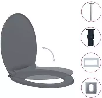 vidaXL WC Sitz mit Absenkautomatik grau (145817)