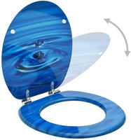 vidaXL Toilettensitz mit Deckel MDF Blau Wassertropfen-Design
