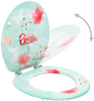 vidaXL Toilettensitz mit Deckel MDF Flamingo-Design