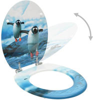 vidaXL Toilettensitz mit Deckel MDF Pinguin-Design