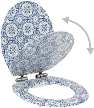 vidaXL WC Sitz mit Soft Close Deckel MDF Porzellan blau (143934)