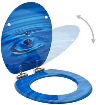 vidaXL WC Sitz Soft Close Deckel MDF Wassertropfen blau (146913)