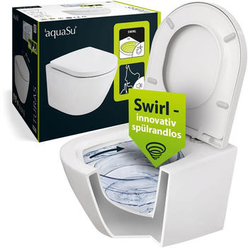 aquaSu Wand WC Set inkl. WC Sitz mit Absenkautomatik Keramik weiß