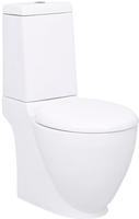 vidaXL WC Keramik-Toilette Badezimmer Rund Senkrechter Abgang Wei&szlig;