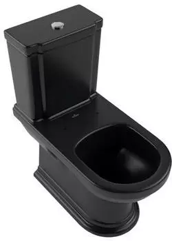 Villeroy & Boch Tiefsp&uuml;l-WC bodenstehend Hommage f&uuml;r Kombination mit Sp&uuml;lkasten 37x39cm in Pure Black mit CeramicPlus mit Sp&uuml;lrand (666210R7)