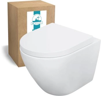 Calmwaters Wand WC sp&uuml;lrandlos mit WC-Sitz Wei&szlig;