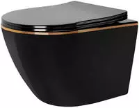 Rea - Wc Sch&uuml;ssel Randlos Carlo Mini Duroplast Flat Black Gold Edge
