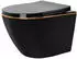 Rea Carlo Mini WC-Becken hängend spülrandlos mit Absenkautomatik-Sitz schwarz-gold Glanz (REAC8800)