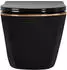 Rea Carlo Mini WC-Becken hängend spülrandlos mit Absenkautomatik-Sitz schwarz-gold Glanz (REAC8800)