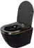 Rea Carlo Mini WC-Becken hängend spülrandlos mit Absenkautomatik-Sitz schwarz-gold Glanz (REAC8800)