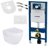 Belvit H&auml;nge WC Komplettset + Duofix Basic Vorwandelement + Sp&uuml;lrandlose Wand