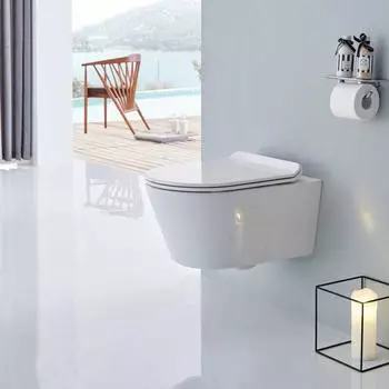 Bernstein WC 1088R Wand-WC sp&uuml;lrandlos Softclose-Sitz superflach, wei&szlig; gl&auml;nzend (7727)