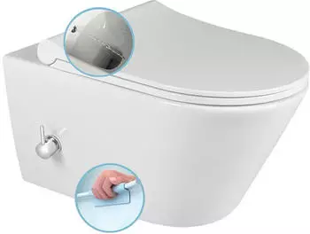 Sapho AVVA CLEANWASH Hänge-WC Rimless mit Bidetdusche 35,5x53cm Weiß (100315)