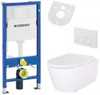 Belvit H&auml;nge WC Komplettset + Duofix Basic Vorwandelement + Sp&uuml;lrandloses Wand