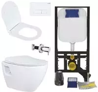 Creavit H&auml;nge Wc Set Wei&szlig; Sp&uuml;lrandlos Mit Edelstahl Bidet, Softclose Wc Sitz...
