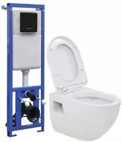 vidaXL H&auml;nge-Toilette mit Unterputzsp&uuml;lkasten Keramik