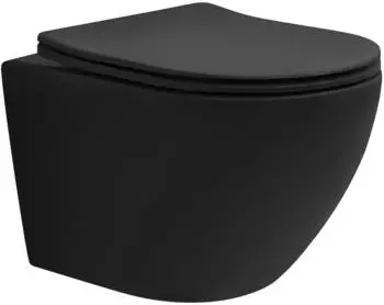 LuxeBath Wand-H&auml;nge-WC sp&uuml;lrandlos kurz 49cm Schwarz matt Softclose (390000878)