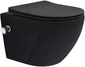 LuxeBath Wand-WC Sp&uuml;lrandlos Bidet-Funktion Schwarz Matt 49cm (490015696)