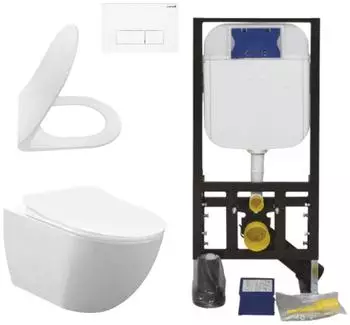 Creavit H&auml;nge-WC Set sp&uuml;lrandlos Softclose Sitz, Unterputz-Sp&uuml;lkasten 3/6L (CRV-FE322-0000-SET)