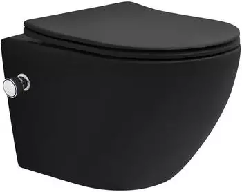 LuxeBath Spülrandloses Wand-WC mit Bidet-Funktion, schwarz, kurz (490014556)
