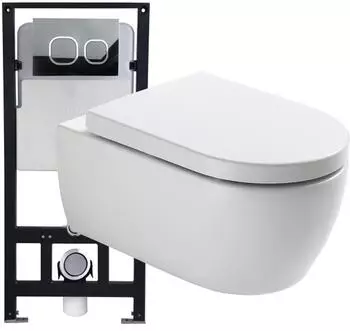Bernstein WC-Komplettset NT2039 wandhängend, Vorwandelement G3004A, Betätigungsplatte 4111 schwarz matt (NT2039)