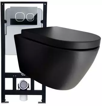 Bernstein WC-Komplettset B-8030R schwarz matt, Soft-Close, Vorwandelement G3004A, Bet&auml;tigungsplatte 4111 satin