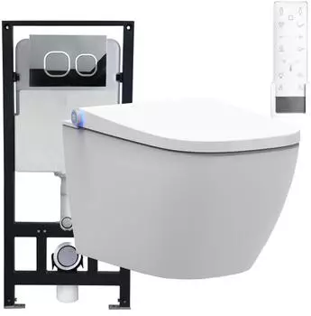 Bernstein Dusch-WC PRO+ 1104 Komplettset mit Vorwandelement G3004A, Betätigungsplatte schwarzes Glas (PRO+ 1104)