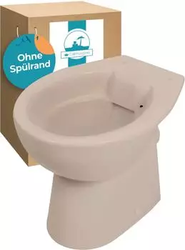 Calmwaters Stand-WC Tiefsp&uuml;ler sp&uuml;lrandlos, Abgang waagerecht, beige (07AB6143)