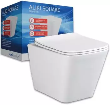 sanicomfort Aliki Square Wand-WC-Set, sp&uuml;lrandlos, wei&szlig; (1273671)