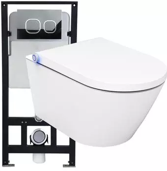 Bernstein Basic 1102 Dusch-WC Komplettset, Vorwandelement G3004A, Betätigungsplatte 4112 weiß matt (Basic 1102)