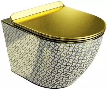 Lavita Sofi Slim Wand-WC spülrandlos, weiß-gold (5900378326533)