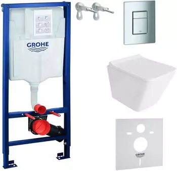 Lavita Solido Wand-WC-Komplettset spülrandlos, SoftClose, verchromter Knopf