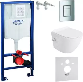 Lavita Solido + Hänge-WC Salto Komplettset, spülrandlos, SoftClose, Unterputz-Spülkasten, Chrom