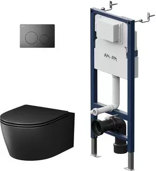 AM.PM X-Joy S Wand-WC Komplettset spülrandlos schwarz (IIS90138.XB1700MB)