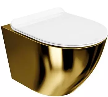 Lavita Sofi Slim Gold/White WC-Becken hängend, spülrandlos, mit Absenkautomatik-Sitz (5900378319047)