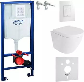 Lavita Sogo Wand-WC-Set spülrandlos, weiß glänzend, mit Vorwandelement Solido