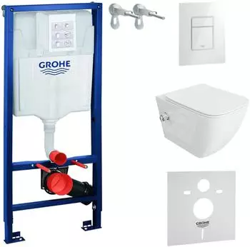 Lavita Solido Vorwandelement + Wand-Hänge-WC Parana spülrandlos + WC-Sitz SoftClose, weiß glänzend
