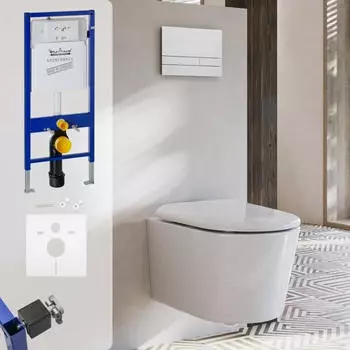 Kronenbach Tube Wand-WC spülrandlos Komplettset wrapover (KB100080WG-Set6)