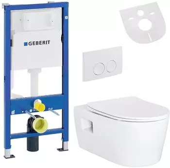 Hansgrohe EluPura S Wand-WC Komplettset mit Vorwandelement & Drückerplatte (HW4855-SET)