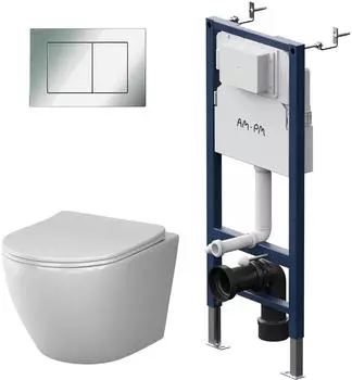 AM.PM Like AquaSpin Wand-WC-Komplettset spülrandlos, Softclose-Deckel, Vorwandelement (IIS90251.LA1900)