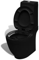 vidaXL Keramik-Toilette Abgang Horizontal Schwarz