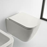 Scarabeo Teromera 2.0 Wand-Tiefspül-WC L: 52 B: 36 cm, ohne Spülrand weiß matt, mit BIO System Beschichtung 5126CL41BK