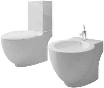 vidaXL Toiletten & Bidet Set Weiß Keramik