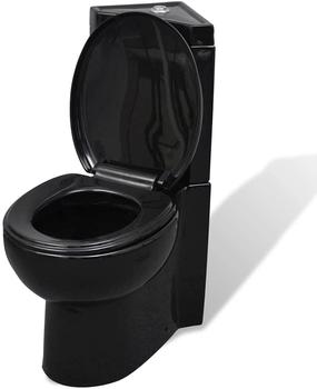 vidaXL Keramik WC Toilette Ecke Schwarz