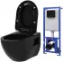 vidaXL Hänge-Toilette mit Unterputzspülkasten Keramik Schwarz