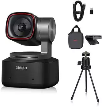 OBSBOT Tiny 2 PTZ-Webcam 4K KI 1/1,5" CMOS USB 3.0 mit Mini-Tischstativ (Tiny 2)