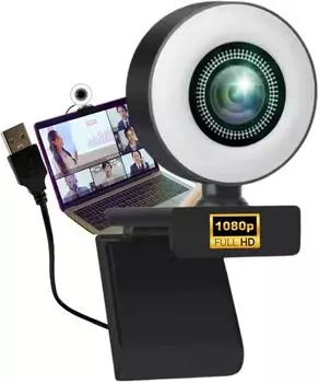 TronicXL Webcam Full HD 1080p mit Ringlicht, Autofokus, 2 Mikrofone (TR-WEB-1)