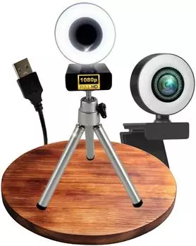TronicXL Webcam Full HD 1080p Autofokus, Ringlicht & Stativ, Dual-Mikrofon (TR-WEB-1-Tripod10)
