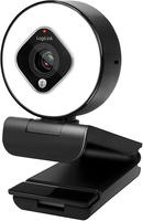 LogiLink Webcam LL1 Stream, UA0384, schwarz, USB-A, mit Mikrofon und Licht, Full-HD